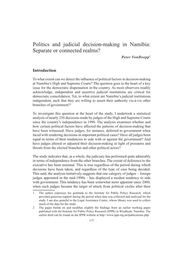 Politics and Judicial Decision-Making in Namibia: Separate Or Connected Realms? Peter Vondoepp1