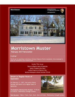 Morristown Muster February 2017 Newsletter