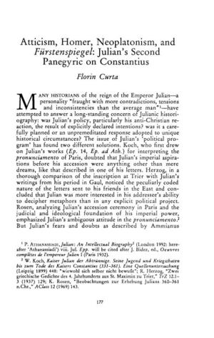 Julian's Second Panegyric on Constantius Curta, Florin Greek, Roman and Byzantine Studies; Summer 1995; 36, 2; Proquest Pg