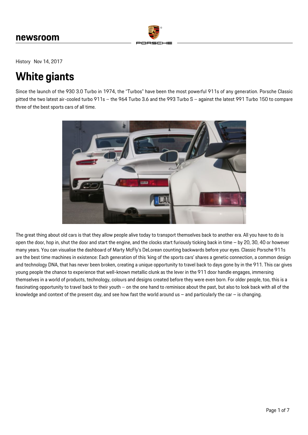 White Giants Since the Launch of the 930 3.0 Turbo in 1974, the “Turbos” Have Been the Most Powerful 911S of Any Generation