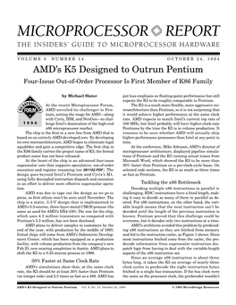 AMD's K5 Designed to Outrun Pentium: 10/24/94
