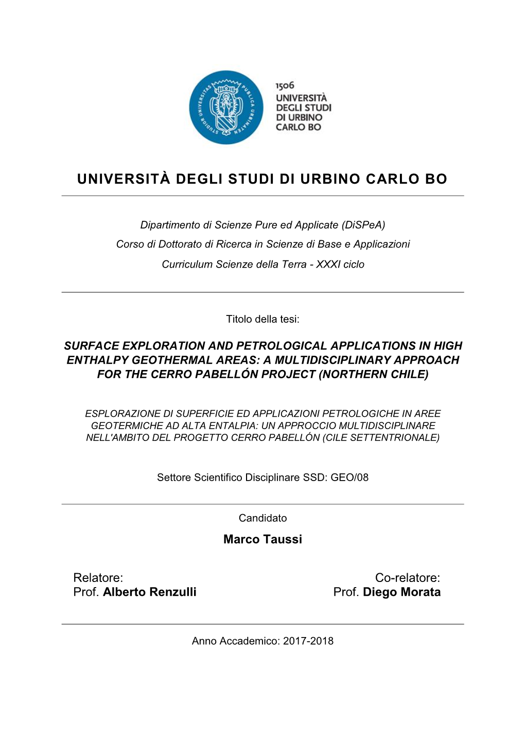 Università Degli Studi Di Urbino Carlo Bo