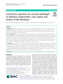Lactococcus Garvieae, an Unusual Pathogen in Infective Endocarditis