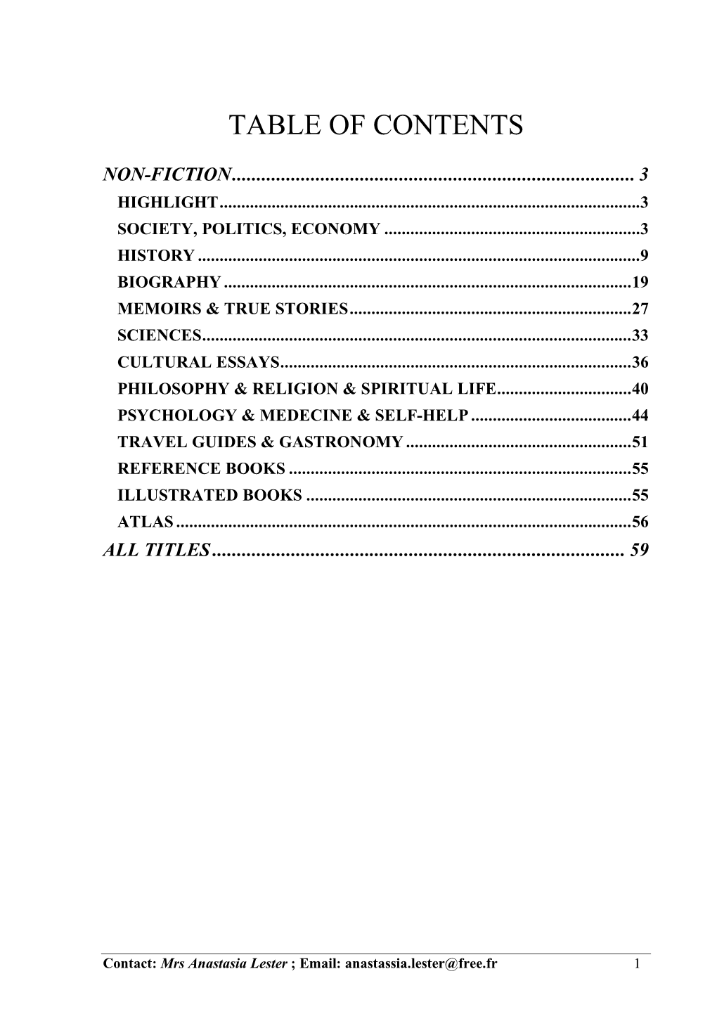 Table of Contents