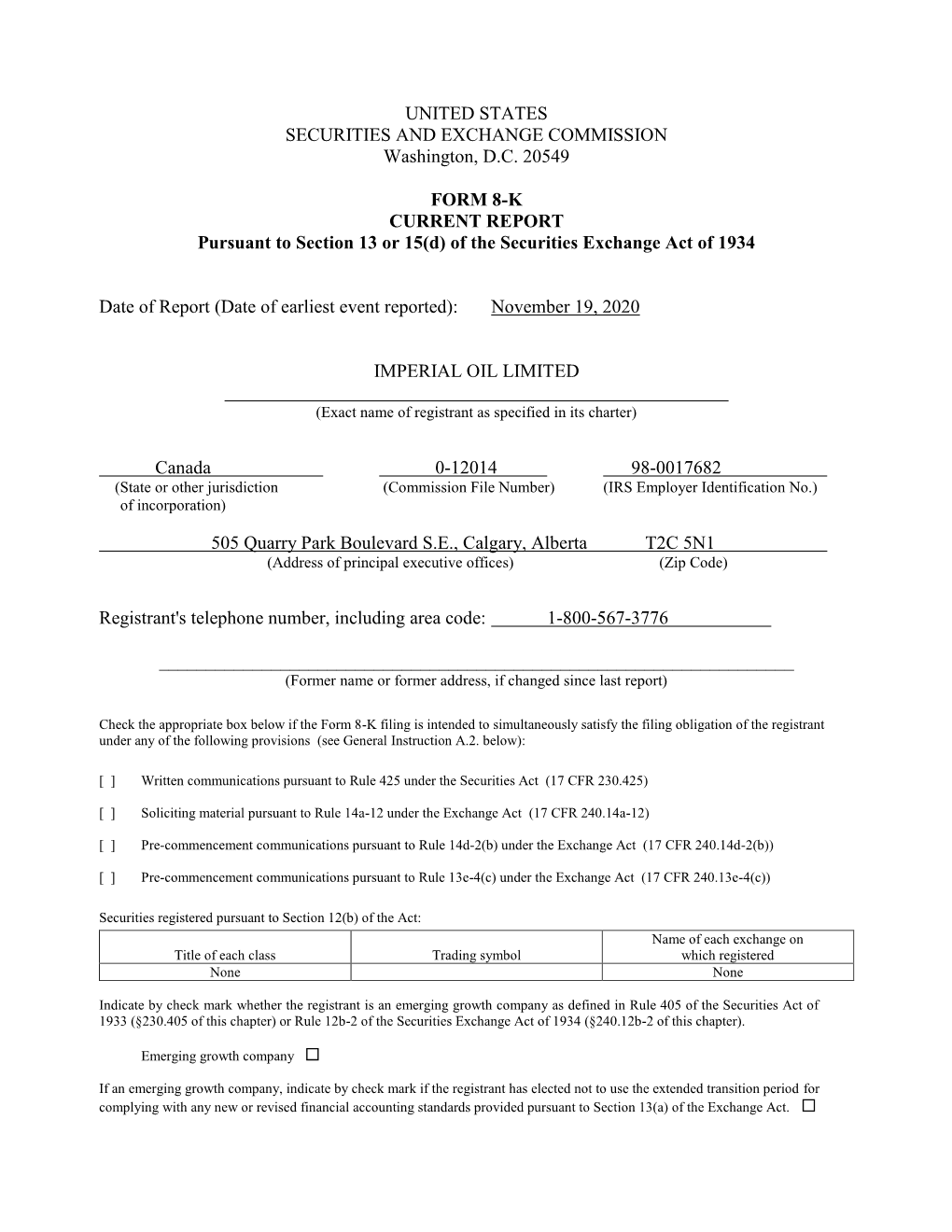 UNITED STATES SECURITIES and EXCHANGE COMMISSION Washington, D.C. 20549 FORM 8-K CURRENT REPORT Pursuant to Section 13 Or 15(D)