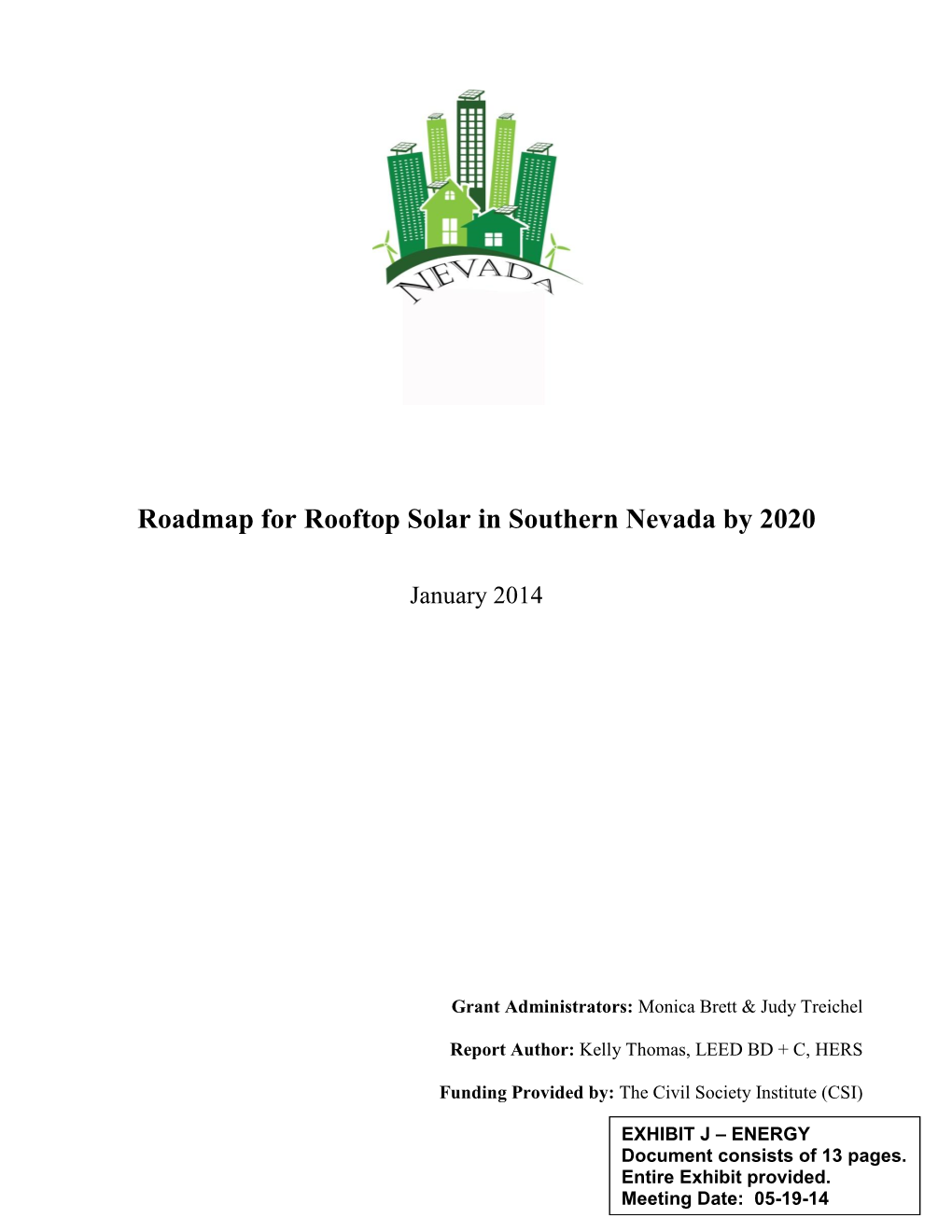 Roadmap for Rooftop Solar in Southern Nevada by 2020