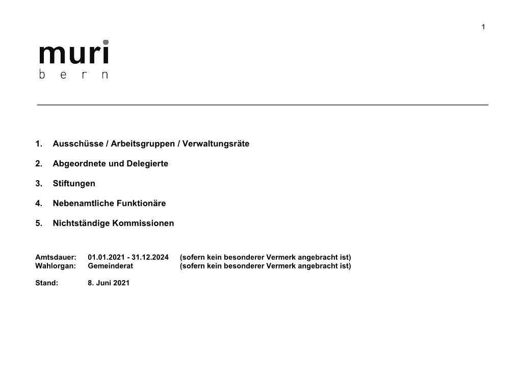 Verzeichnis Der Nebenämter 2021-2024