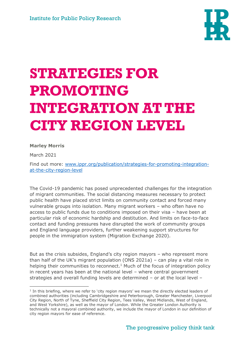 Strategies for Promoting Integration at the City Region Level