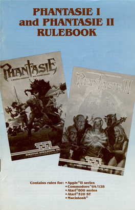 PHANTASIE I and PHANTASIE II RULEBOOK