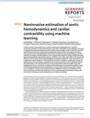 Noninvasive Estimation of Aortic Hemodynamics and Cardiac Contractility Using Machine Learning Vasiliki Bikia1*, Theodore G