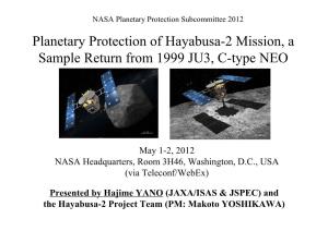 Planetary Protection of Hayabusa-2 Mission, a Sample Return from 1999 JU3, C-Type NEO