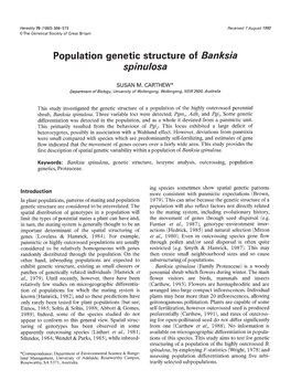 Population Genetic Structure of Banksia Spinulosa