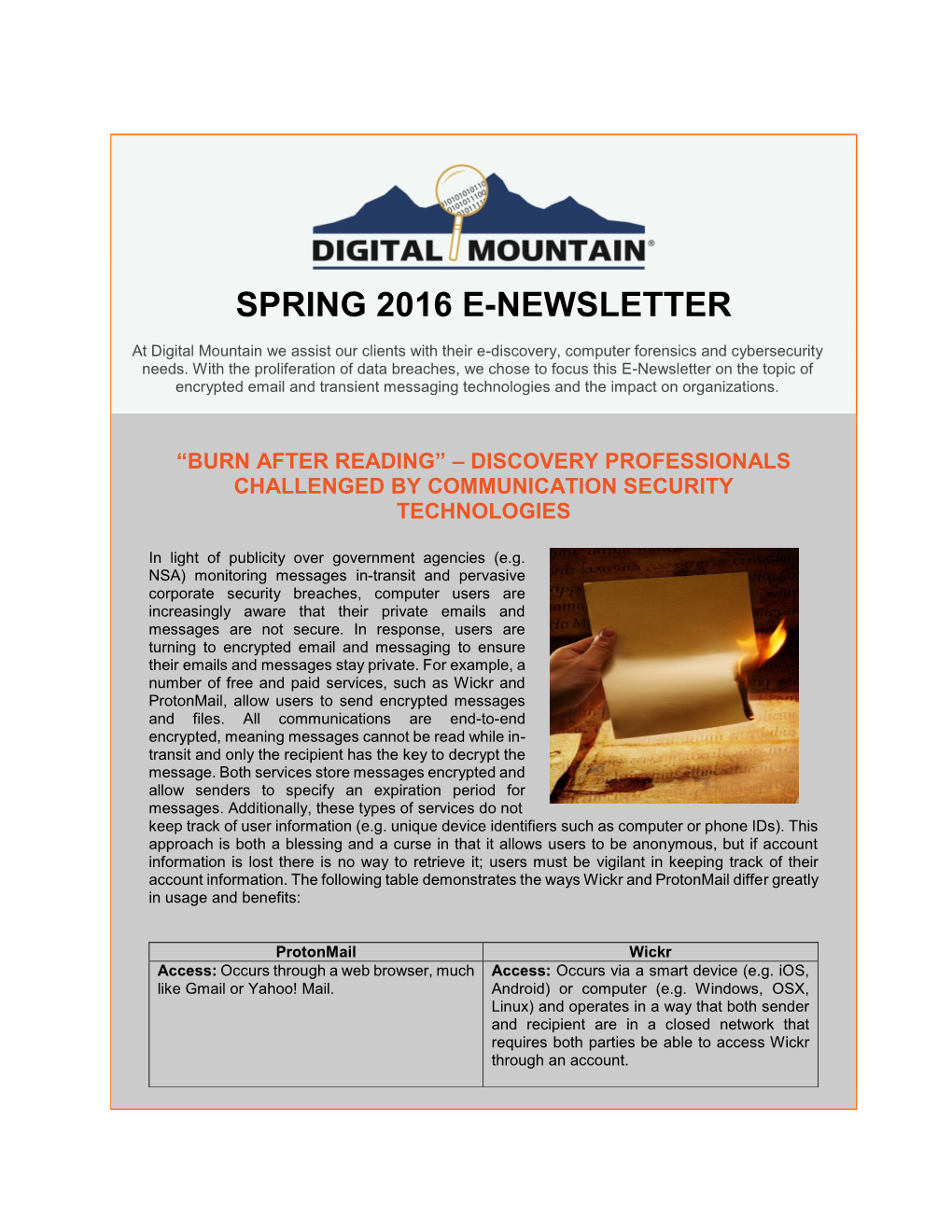 Spring 2016 E-Newsletter