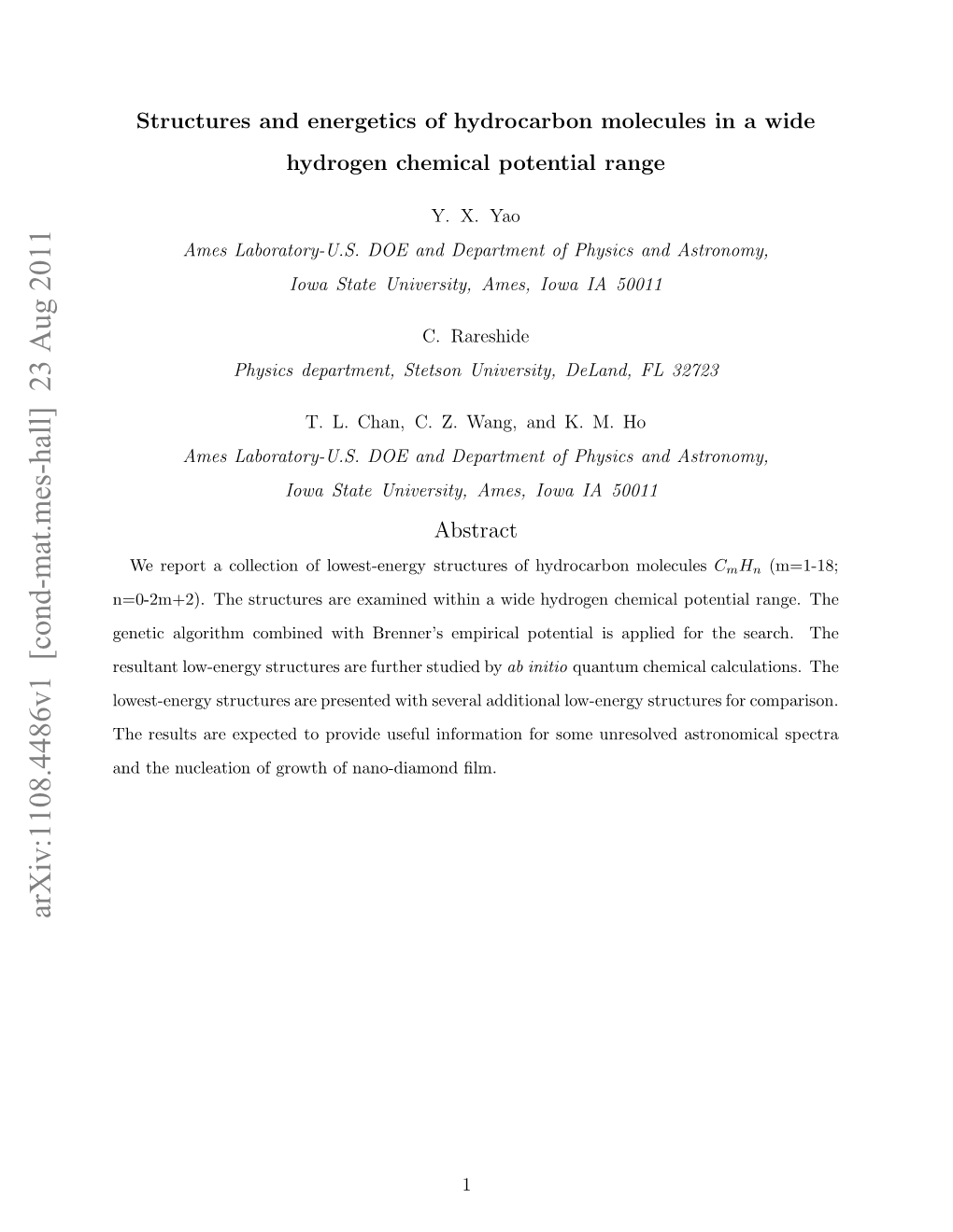 Structures and Energetics of Hydrocarbon Molecules in a Wide Hydrogen Chemical Potential Range