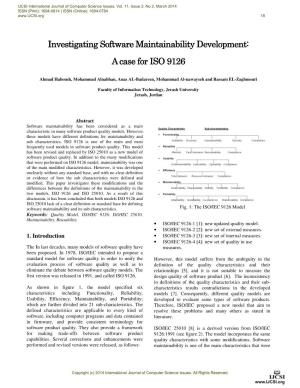 Investigating Software Maintainability Development: a Case for ISO 9126