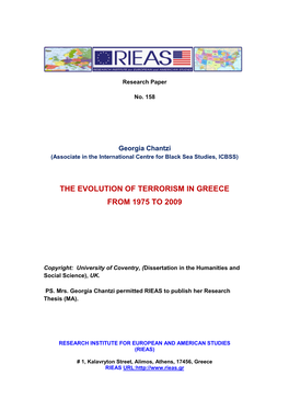 The Evolution of Terrorism in Greece from 1975 to 2009