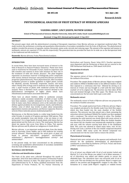 Phytochemical Analysis of Fruit Extract of Myrsine Africana