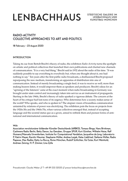 Radio-Activity Collective Approaches to Art and Politics