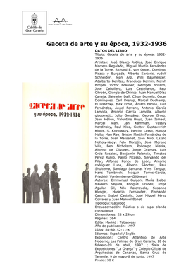 Gaceta De Arte Y Su Época, 1932-1936