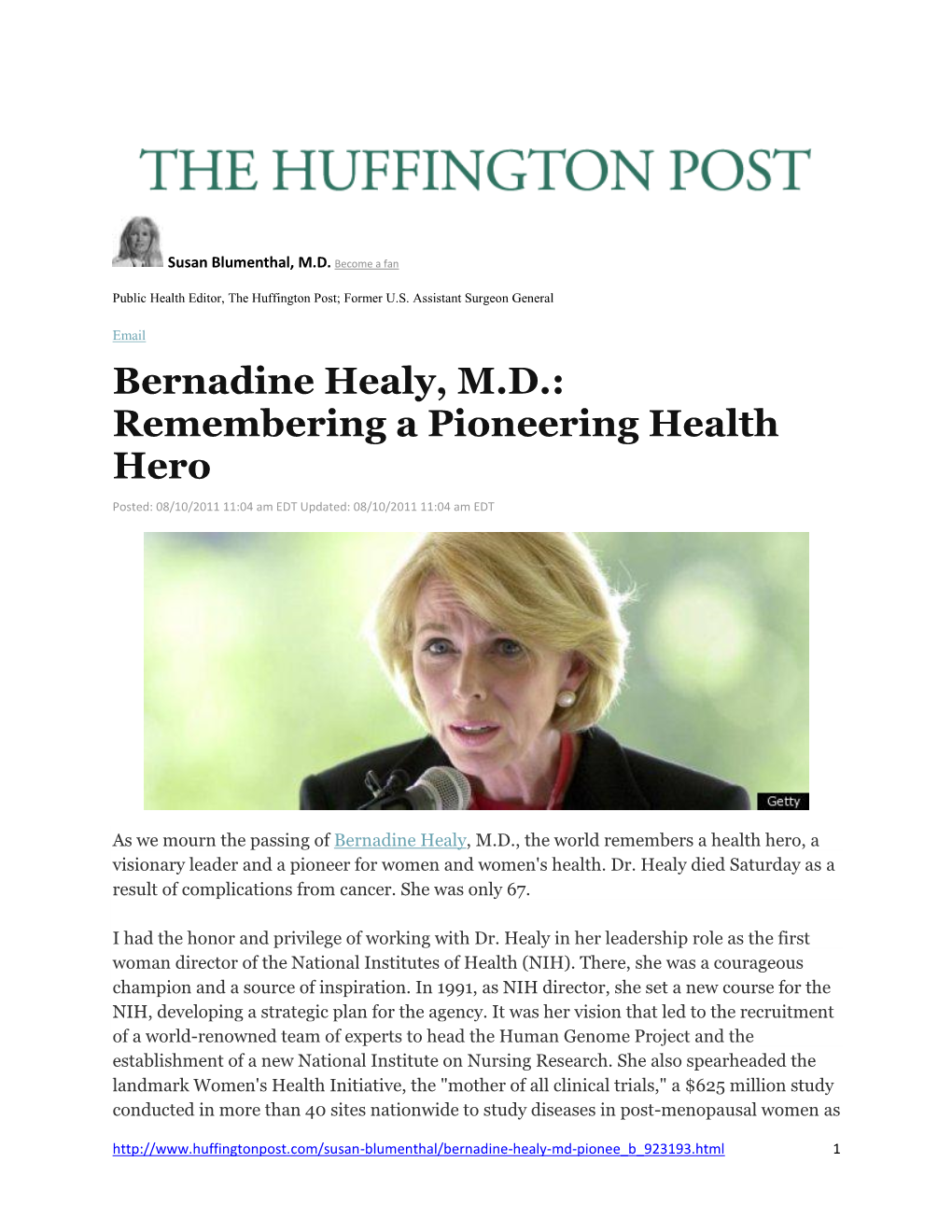 Bernadine Healy, MD