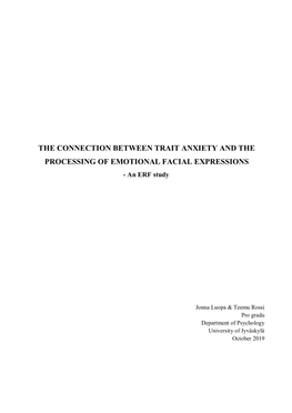 THE CONNECTION BETWEEN TRAIT ANXIETY and the PROCESSING of EMOTIONAL FACIAL EXPRESSIONS - an ERF Study