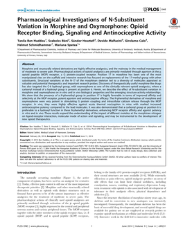 Opioid Receptor Binding, Signaling and Antinociceptive Activity
