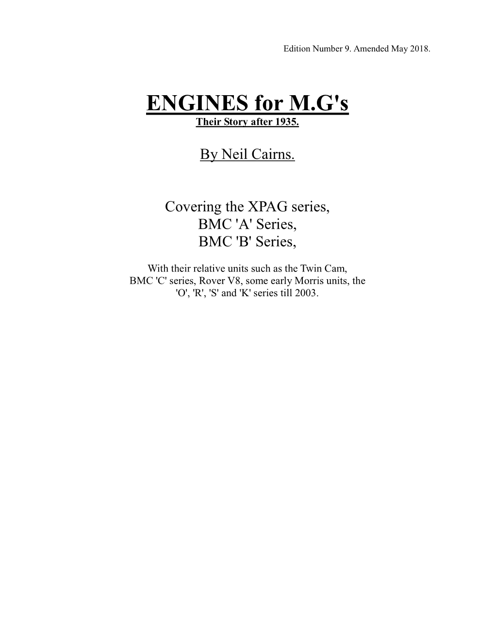 MG Engine History