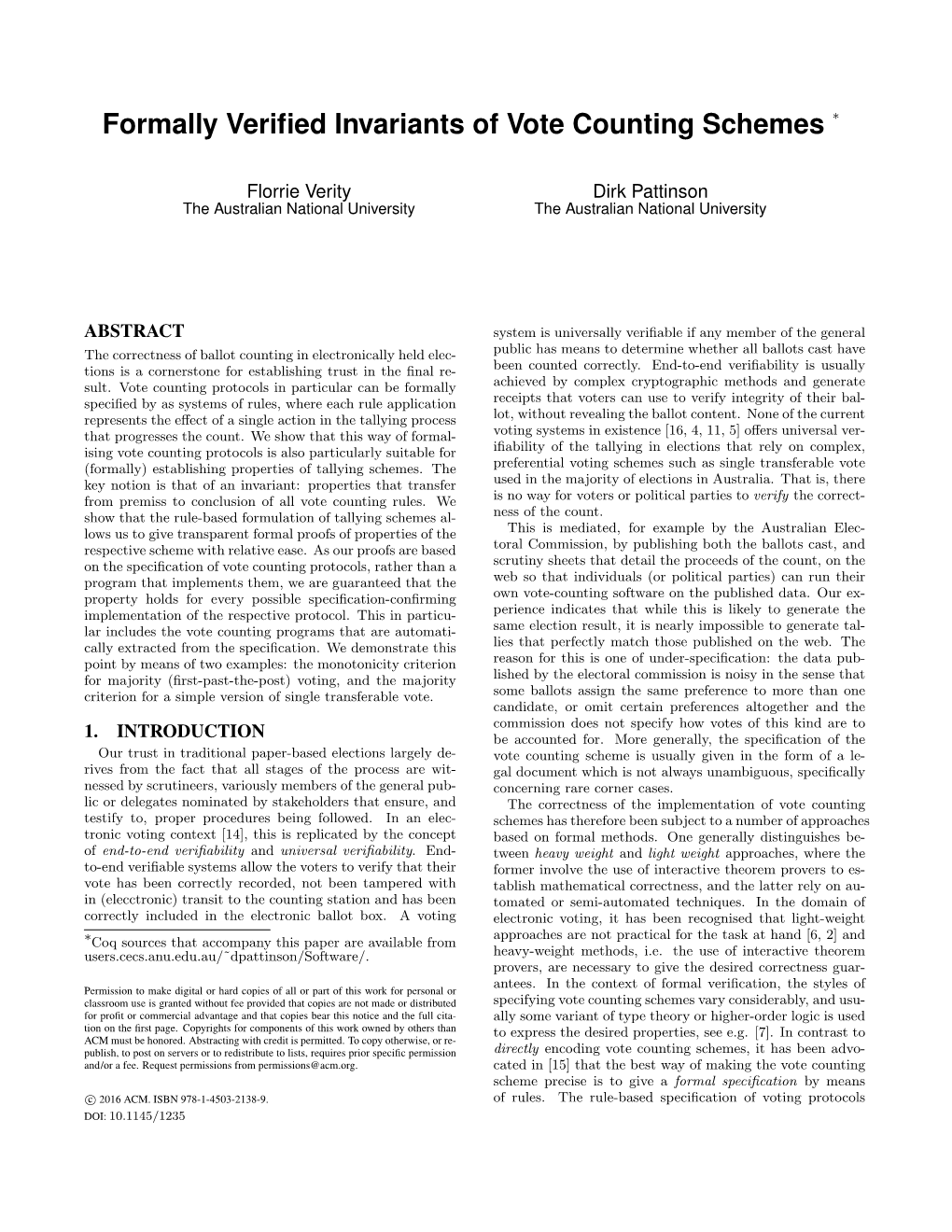 Formally Verified Invariants of Vote Counting Schemes