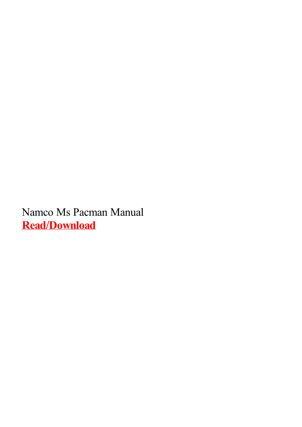 Namco Ms Pacman Manual.Pdf