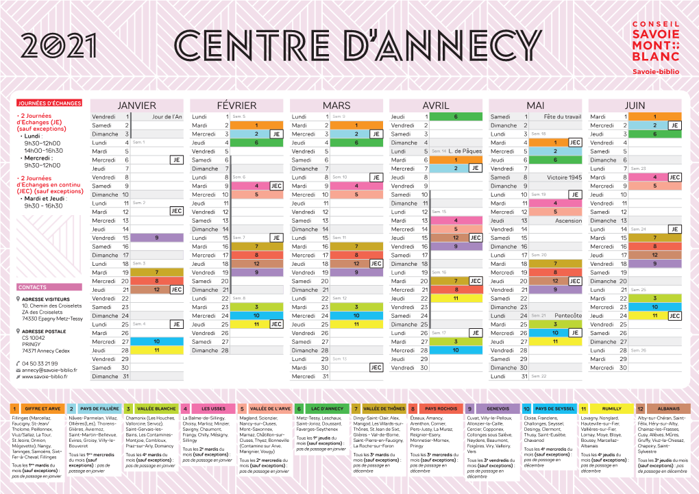 Calendrier Du Centre D'annecy