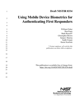 Using Mobile Device Biometrics for Authenticating First Responders