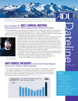 Save the Date for Adl's Annual Meeting