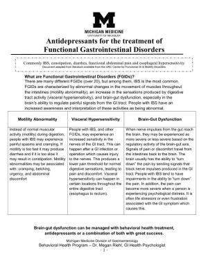 Antidepressants for Functional Gastrointestinal Disorders