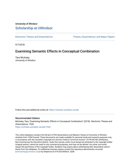 Examining Semantic Effects in Conceptual Combination