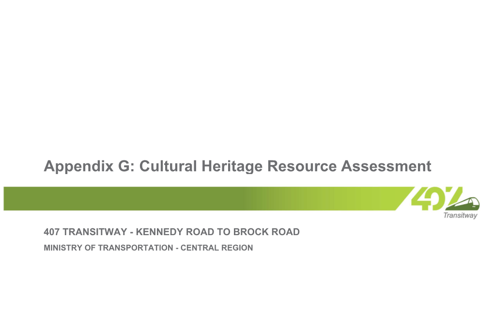 Cultural Heritage Resource Assessment