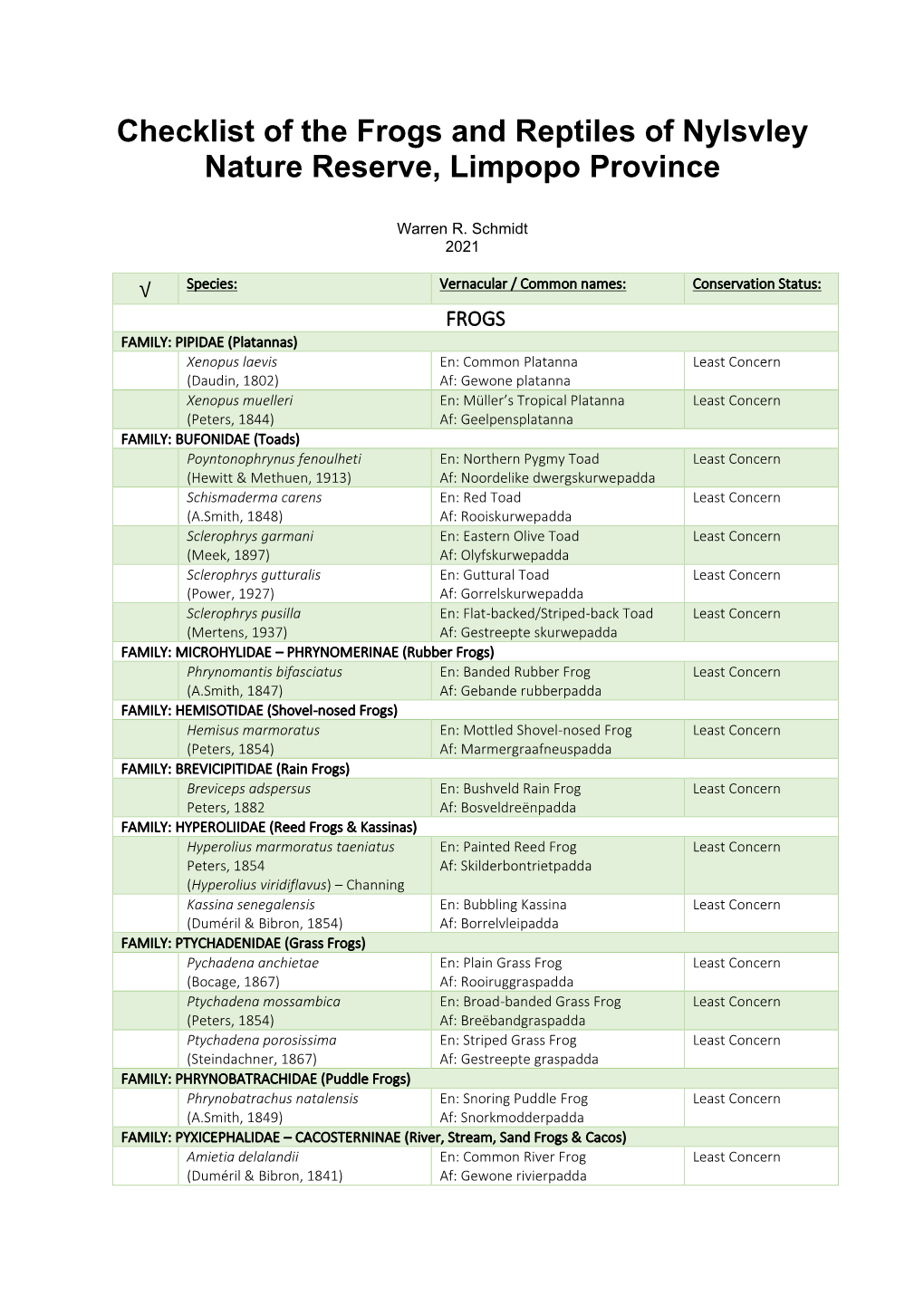 Amphibians & Reptiles