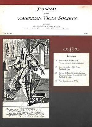 Journal of the American Viola Society Volume 13 No. 1, 1997