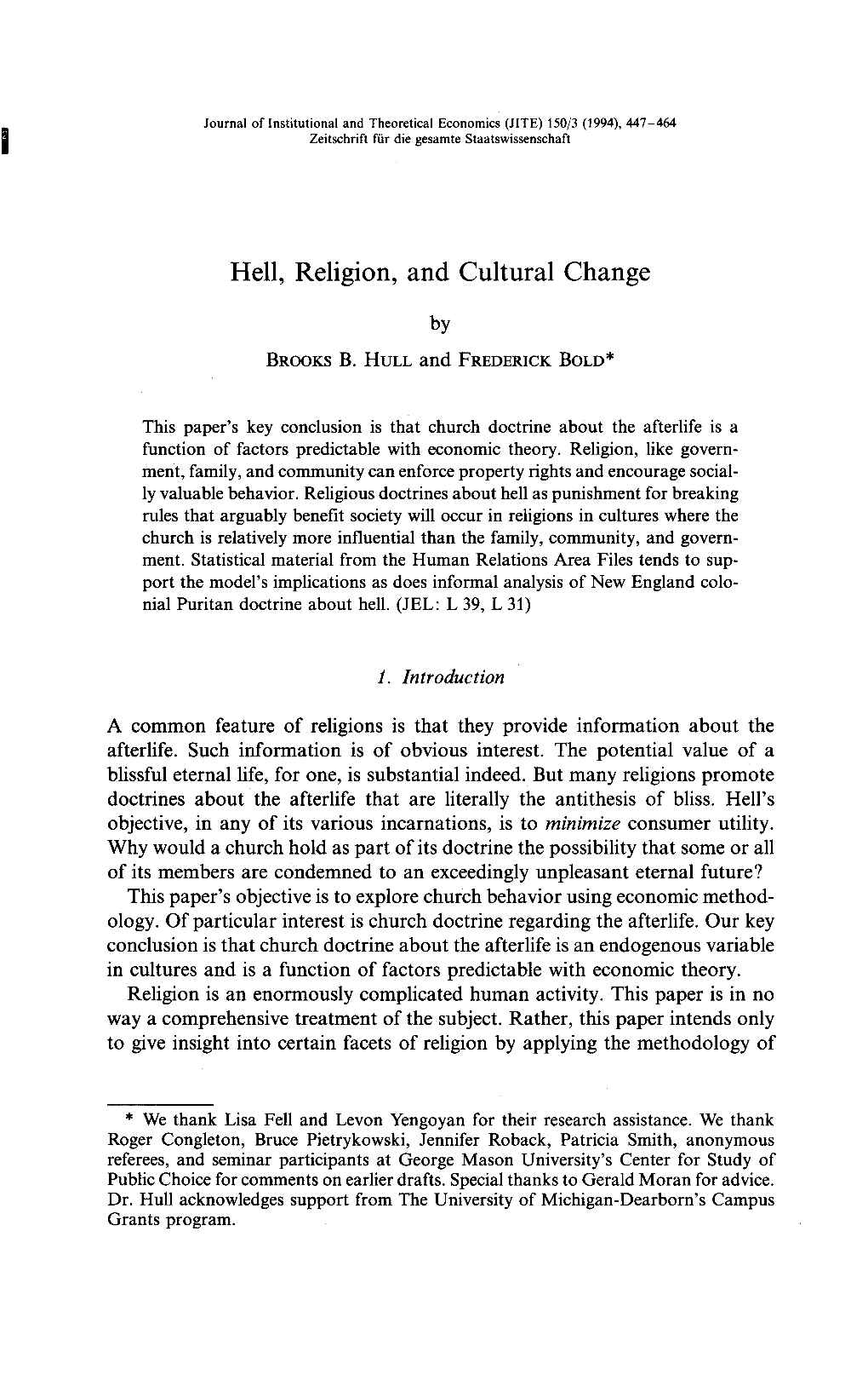 Hell, Religion, and Cultural Change