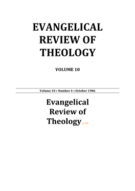 EVANGELICAL REVIEW of THEOLOGY, Supplies Exactly These Data