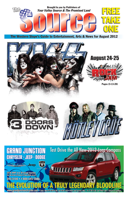FREE TAKE ONE the Western Slope’S Guide to Entertainment, Arts & News for August 2012
