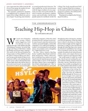 Teaching Hip-Hop in China by Tawanda Mulalu