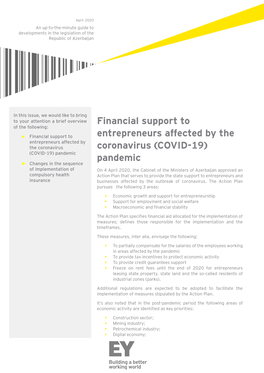 Financial Support to Entrepreneurs Affected by the Coronavirus