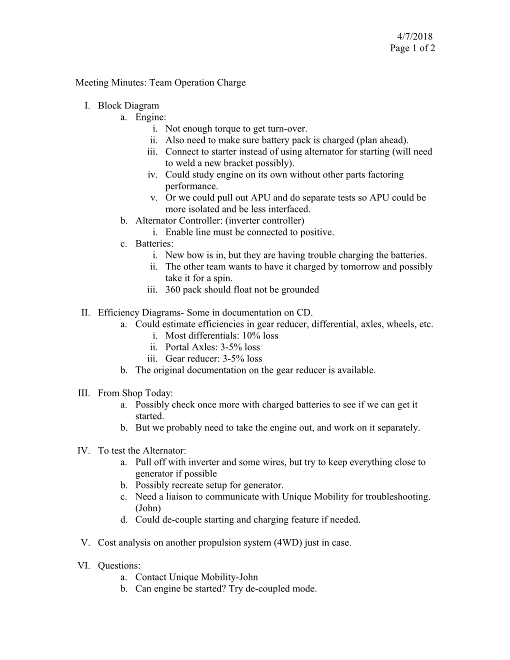 Meeting Minutes: Team Operation Charge