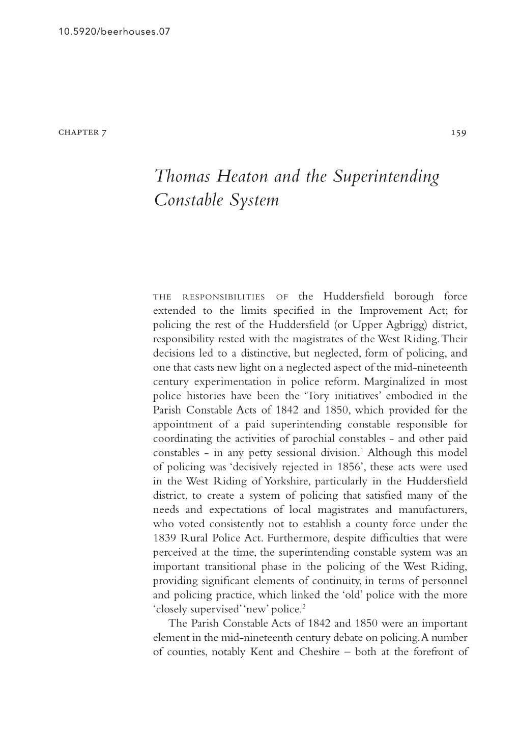 Thomas Heaton and the Superintending Constable System