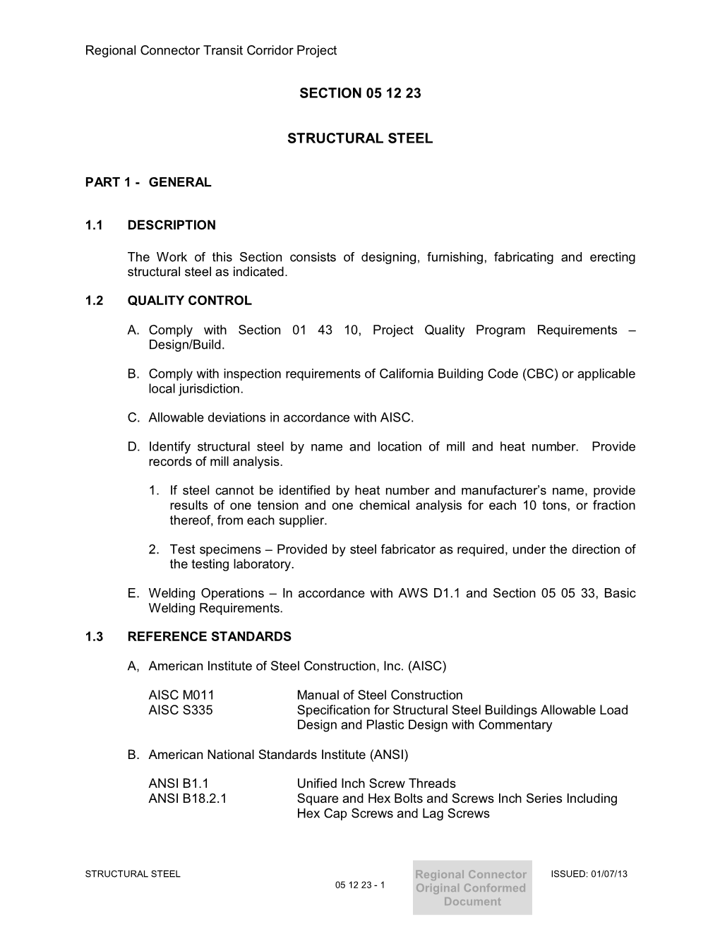 Section 05 12 23 Structural Steel