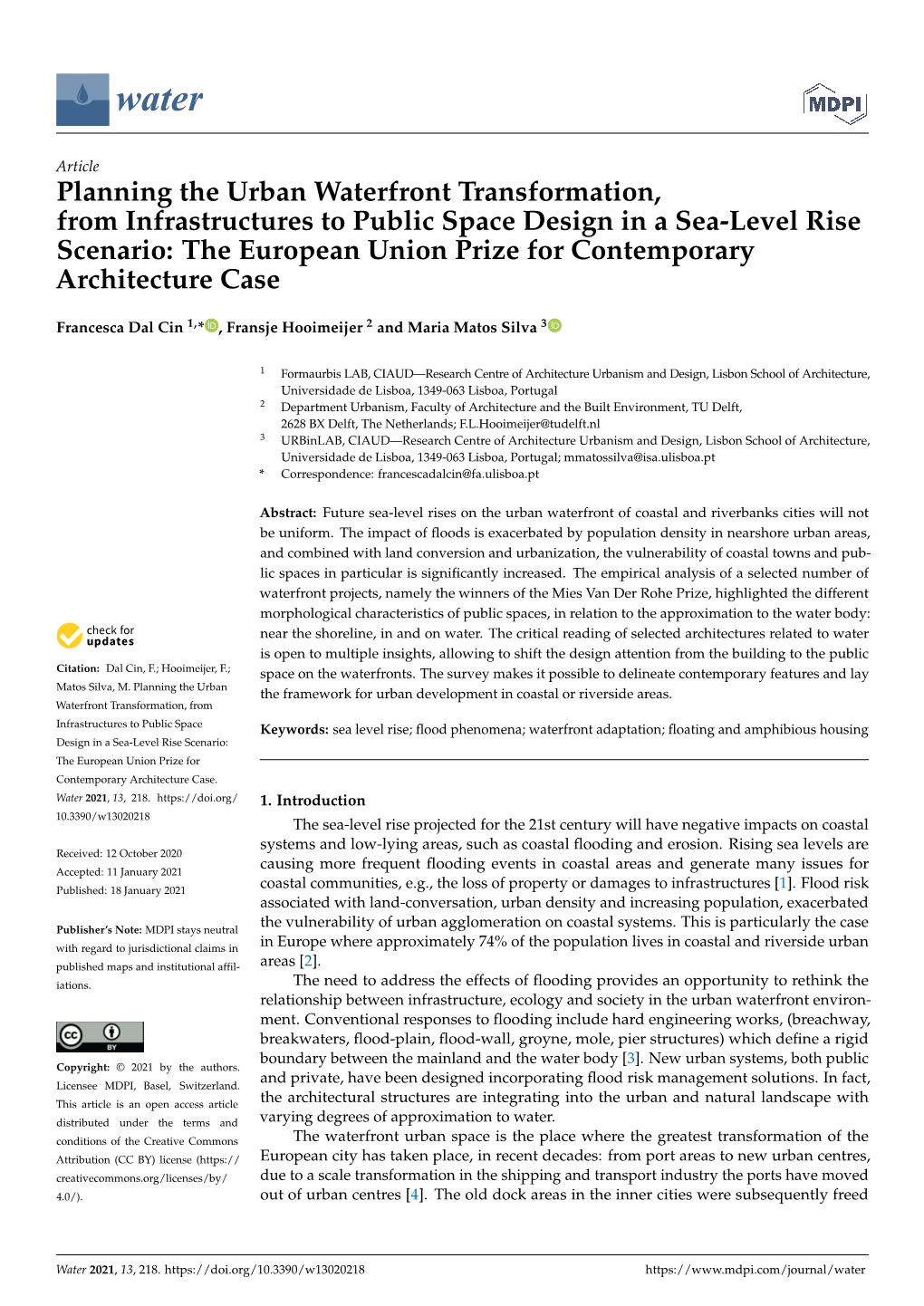 Planning the Urban Waterfront Transformation, From