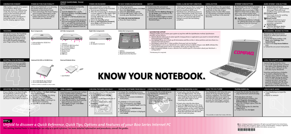 KNOW YOUR NOTEBOOK. with the Label Facing up and the KNOW YOUR NOTEBOOK