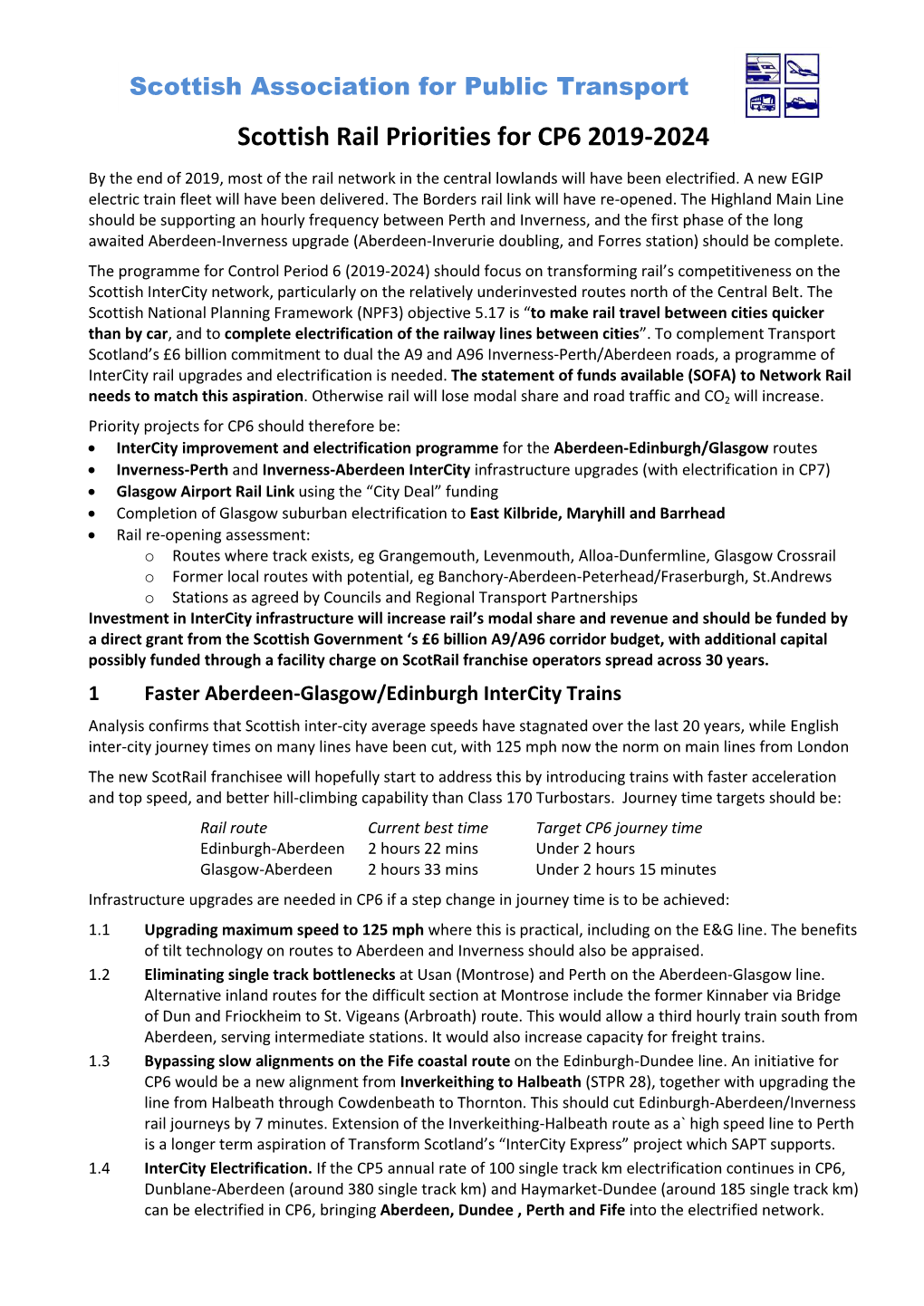 Scottish Rail Priorities for CP6 2019-2024