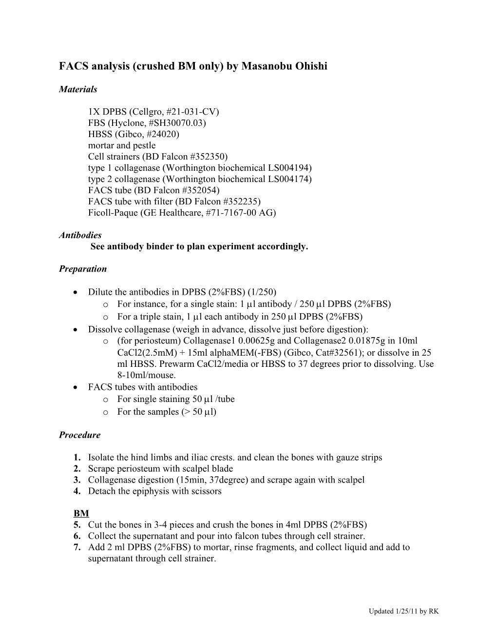 FACS Analysis (Cells from CFU Culture)