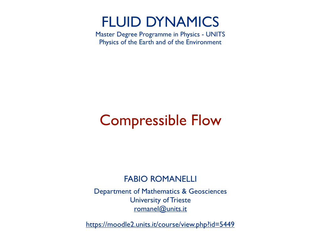 Compressible Flow Fundamentals of Fluid Mechanics